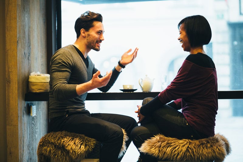 Couple dating in a coffee shop
